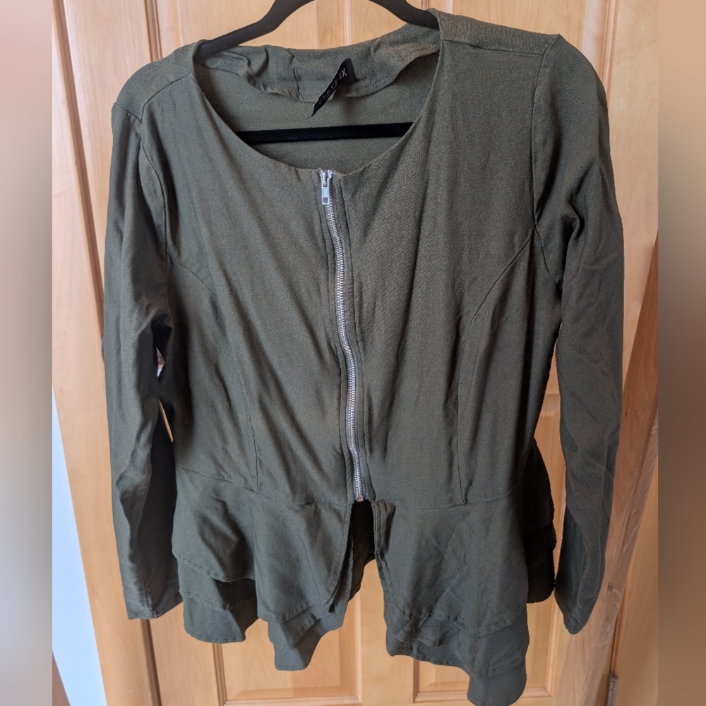 Olive Green Zippered Women's Zipper Top